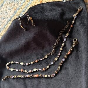 Sorrelli 3 piece set of Pastel Crystals and stones set in brass.